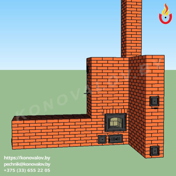 Печь угловая с лежанкой и обогревательным щитком 1