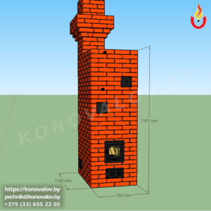 Проект отопительной печи для дома, дачи 3 на 4.5 кирпича вид спереди